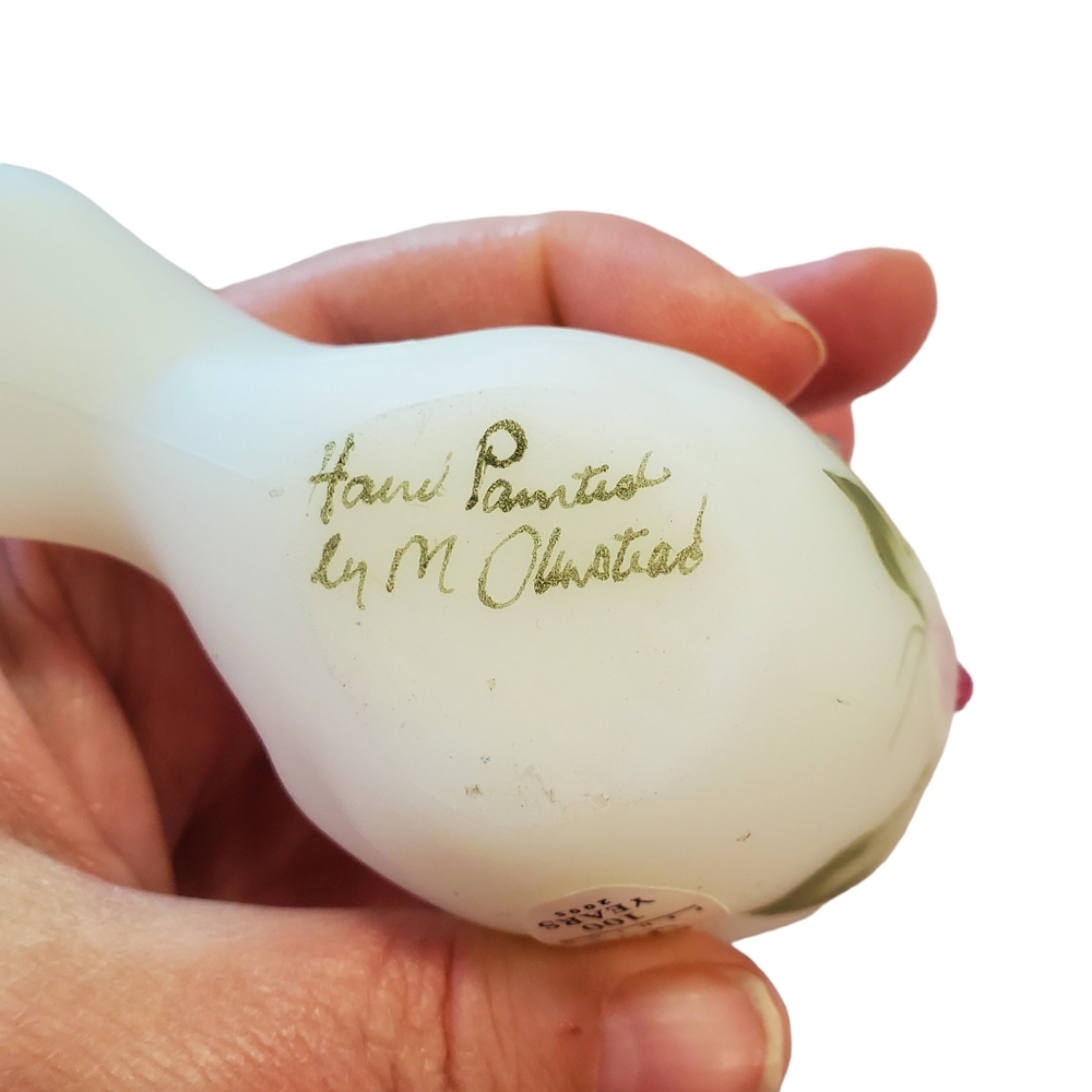 Fenton White Hand Painted Song Bird With Rhinestones 100 Year Anniversary - Picture 5 of 9